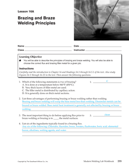 Brazing and Braze Welding Principles