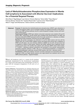 Lack of Methylthioadenosine Phosphorylase Expression In