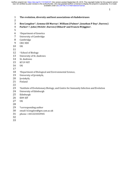 The Evolution, Diversity and Host Associations of Rhabdoviruses