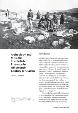 Archeology and Mission: the British Presence in Nineteenth- Century Jerusalem