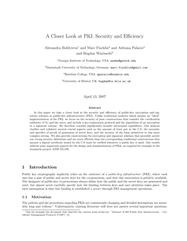 A Closer Look at PKI: Security and Eﬃciency