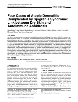 Four Cases of Atopic Dermatitis Complicated by Sjögren's Syndrome