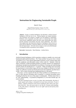 Instructions for Engineering Sustainable People