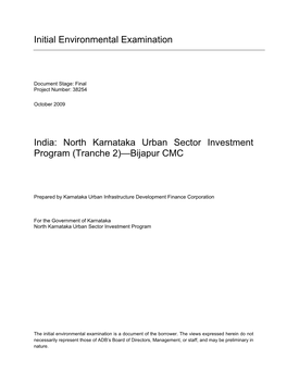 North Karnataka Urban Sector Investment Program (Tranche 2)—Bijapur CMC