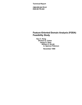 Feature-Oriented Domain Analysis (FODA) Feasibility Study