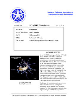 SCAMIT Newsletter Vol. 23 No. 6 2004 October