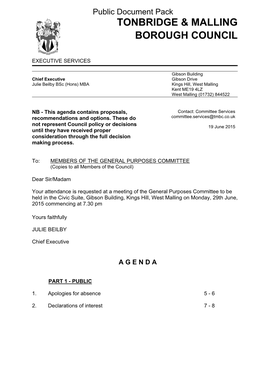 (Public Pack)Agenda Document for General Purposes Committee, 29