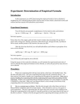 Experiment: Determination of Empirical Formula