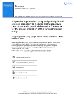 Progressive Supranuclear Palsy and Primary Lateral Sclerosis Secondary