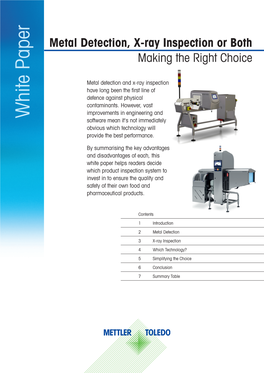 White Paper Metal Detection, X-Ray Inspection Or Both