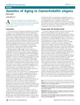 Genetics of Aging in Caenorhabditis Elegans Adam Antebi