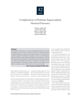 Complications of Pediatric Supracondylar Humeral Fractures