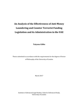 An Analysis of the Effectiveness of Anti-‐Money Laundering and Counter