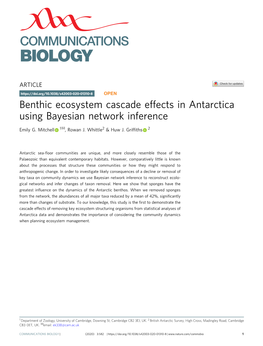 Benthic Ecosystem Cascade Effects in Antarctica Using Bayesian Network Inference ✉ Emily G