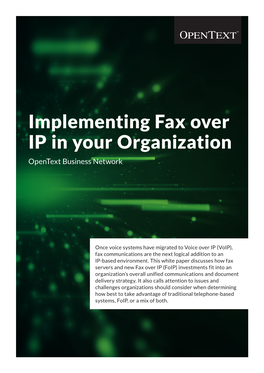 Implementing Fax Over IP in Your Organization Opentext Business Network