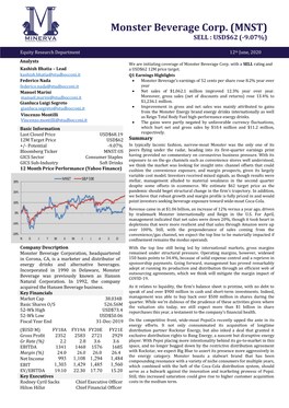 Monster Beverage Corp. (MNST) SELL : USD$62 (-9.07%)