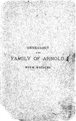 Genealogy of the Family of Arnold in Europe and America