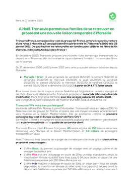 A Noël, Transavia Permet Aux Familles De Se Retrouver En Proposant Une Nouvelle Liaison Temporaire À Marseille