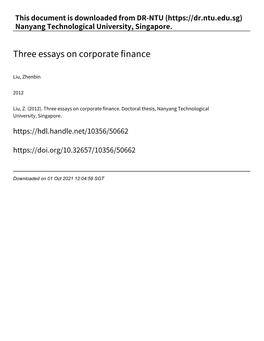 Three Essays on Corporate Finance