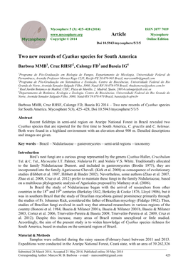 Two New Records of Cyathus Species for South America