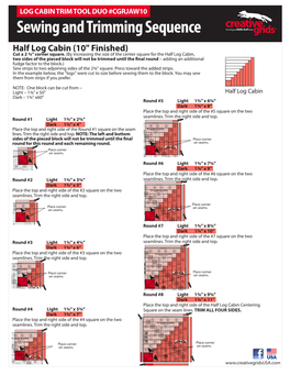 Sewing and Trimming Sequence the Original NON-Sliprulergrids® Half Log Cabin (10
