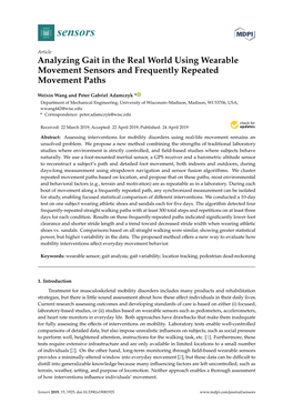 Analyzing Gait in the Real World Using Wearable Movement Sensors and Frequently Repeated Movement Paths