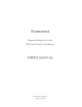 Turbomole USER's MANUAL