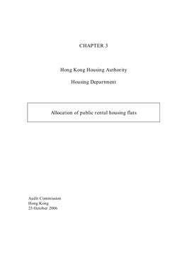 CHAPTER 3 Hong Kong Housing Authority Housing Department