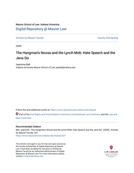The Hangman's Noose and the Lynch Mob: Hate Speech and the Jena Six