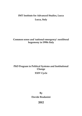 Neoliberal Hegemony in 1990S Italy