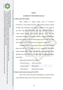 BAB IV GAMBARAN UMUM PERUSAHAAN 4.1.Bank Agris Tbk