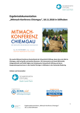 Ergebnisdokumentation „Mitmach-Konferenz Chiemgau“, 18.11.2018 in Söllhuben