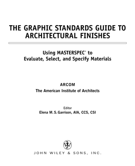 The Graphic Standards Guide to Architectural Finishes