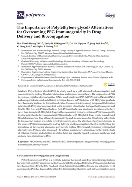 Alternatives for Overcoming PEG Immunogenicity in Drug Delivery and Bioconjugation