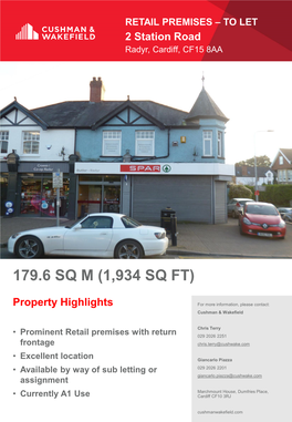 RETAIL PREMISES – to LET 2 Station Road Radyr, Cardiff, CF15 8AA