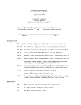 Cumulative Bio-Bibliography University of California, Santa Cruz