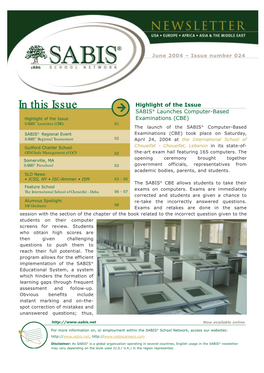 SABIS ® Newsletter – Issue 24 June 2004