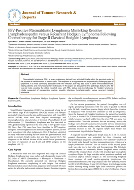 EBV-Positive Plasmablastic Lymphoma Mimicking Reactive