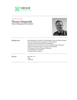 Thomas Haagendal Senior Management Consultant