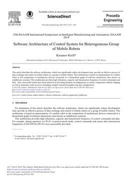 Software Architecture of Control System for Heterogeneous Group of Mobile Robots