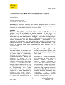 Antimicrobial Evaluation of a Surface Protector System