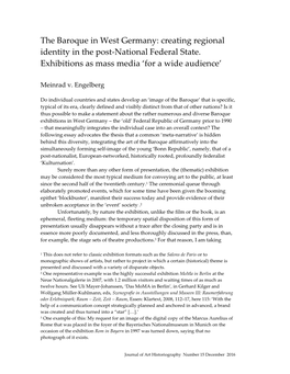 The Baroque in West Germany: Creating Regional Identity in the Post-National Federal State