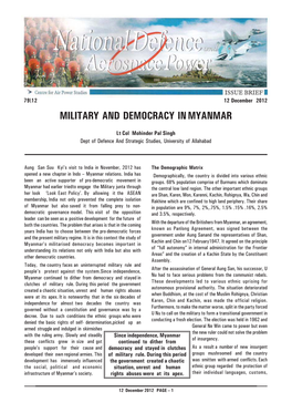 Military and Democracy in Myanmar