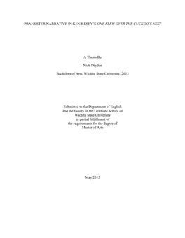 Prankster Narrative in Ken Kesey's One Flew Over the Cuckoo's Nest