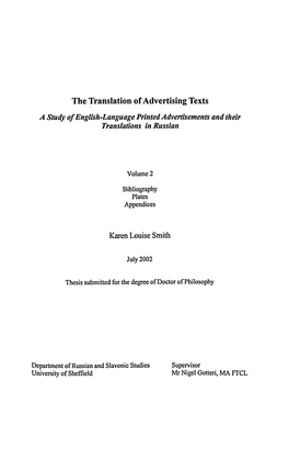 The Translation of Advertising Texts