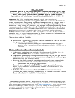 April 1, 2021 FCC FACT SHEET* Allocation of Spectrum for Non