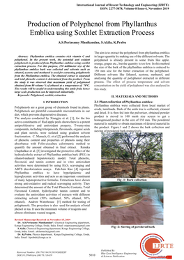 Production of Polyphenol from Phyllanthus Emblica Using Soxhlet Extraction Process