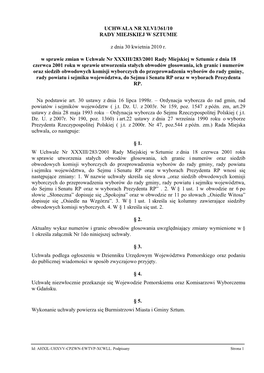 UCHWAŁA NR XLVI/361/10 RADY MIEJSKIEJ W SZTUMIE Z Dnia 30