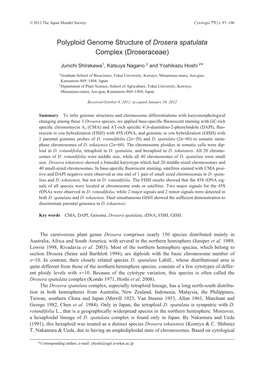 Polyploid Genome Structure of Drosera Spatulata Complex (Droseraceae)