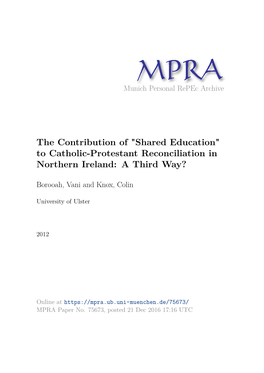 The Contribution of "Shared Education" to Catholic-Protestant Reconciliation in Northern Ireland: a Third Way?